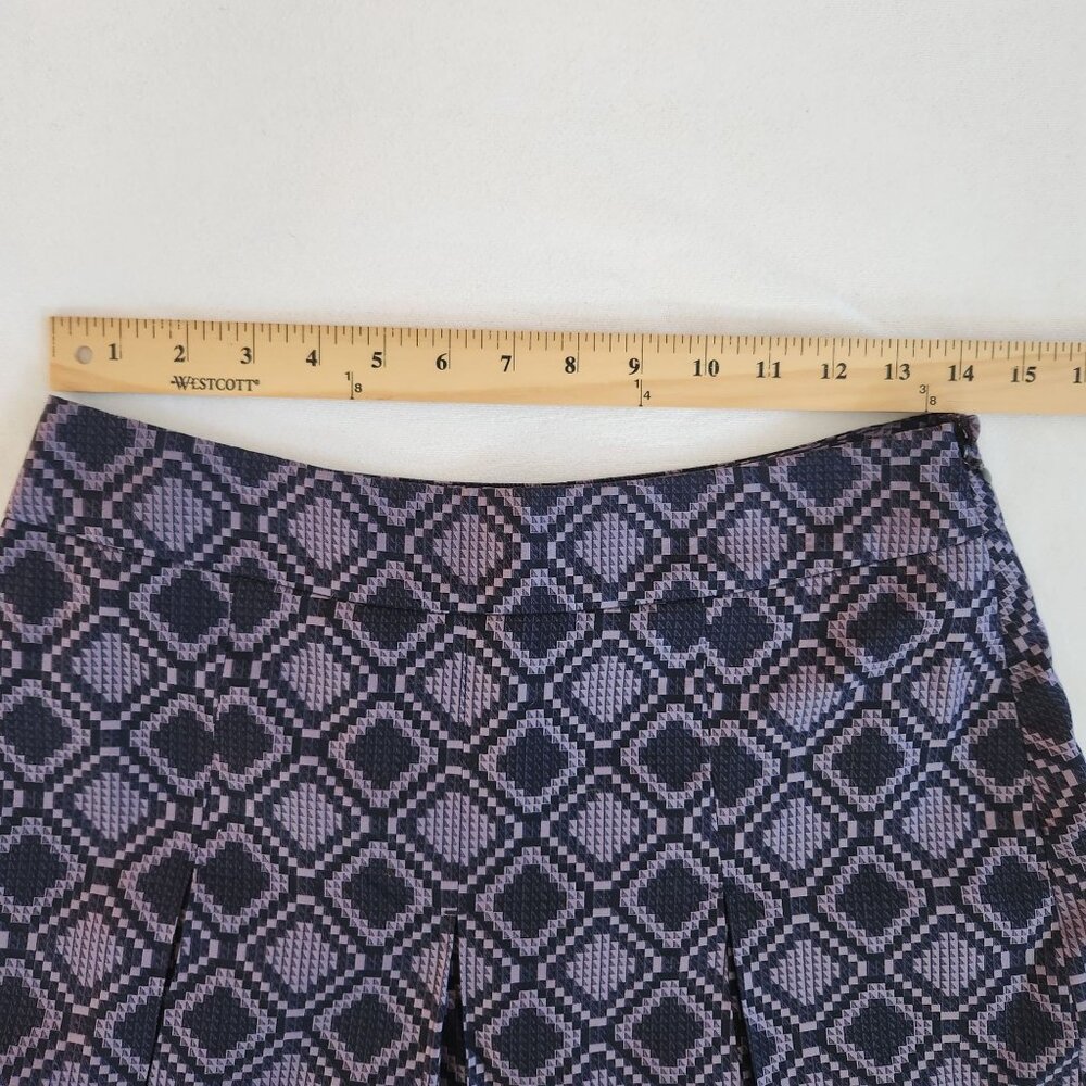 Ann Taylor Pleated Purple Navy Geometric A-Line Skirt Preppy Academic Office - Picture 7 of 8